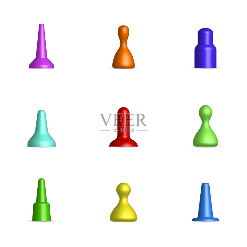 棋盘游戏3D筹码套装图标素材
