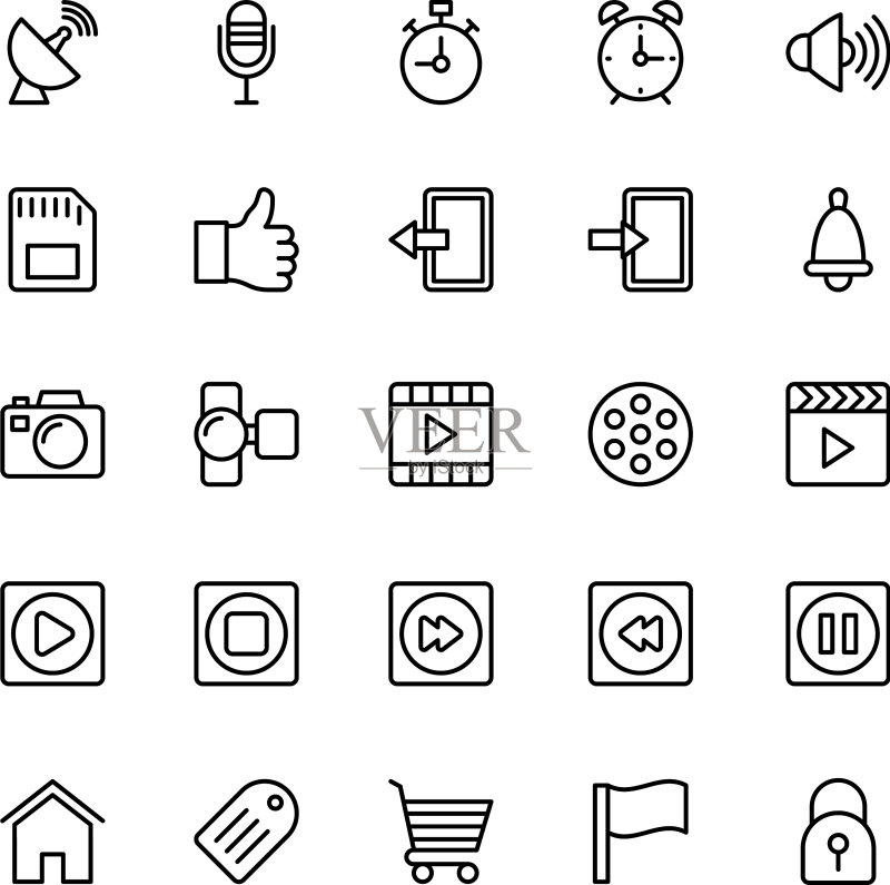 Web和移动UI线性图标9图标素材