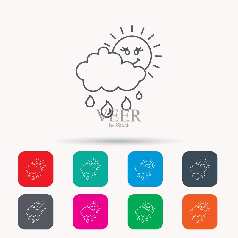 雨水滴云朵太阳图标。图标素材