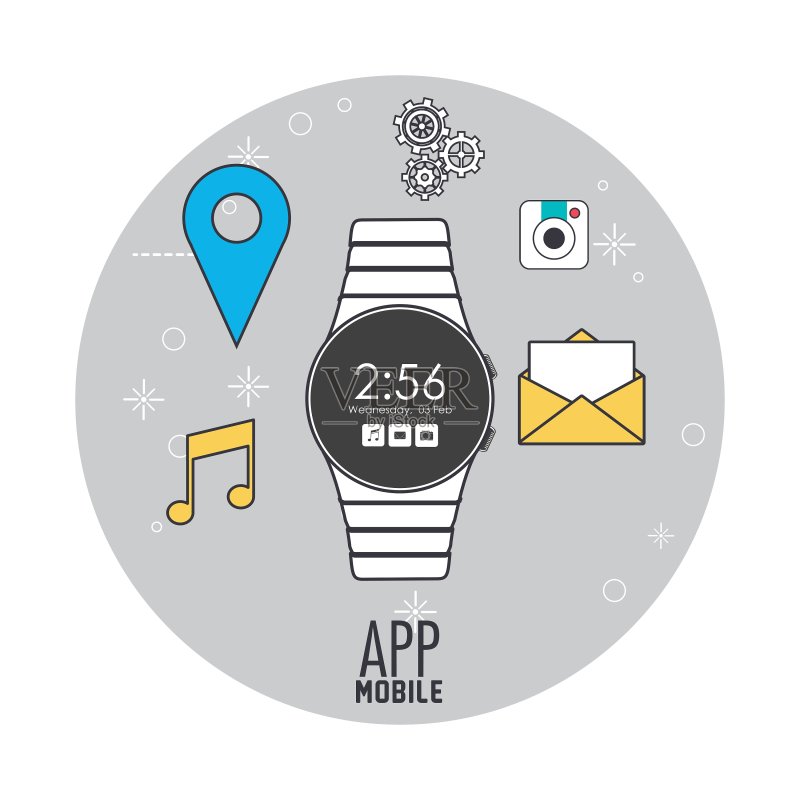 智能手表和媒体App设计图标素材