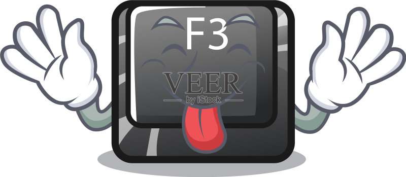 卡通电脑上的吐舌F3按钮图标素材