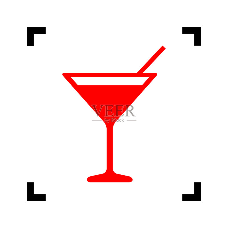 红色鸡尾酒标志图标图标素材