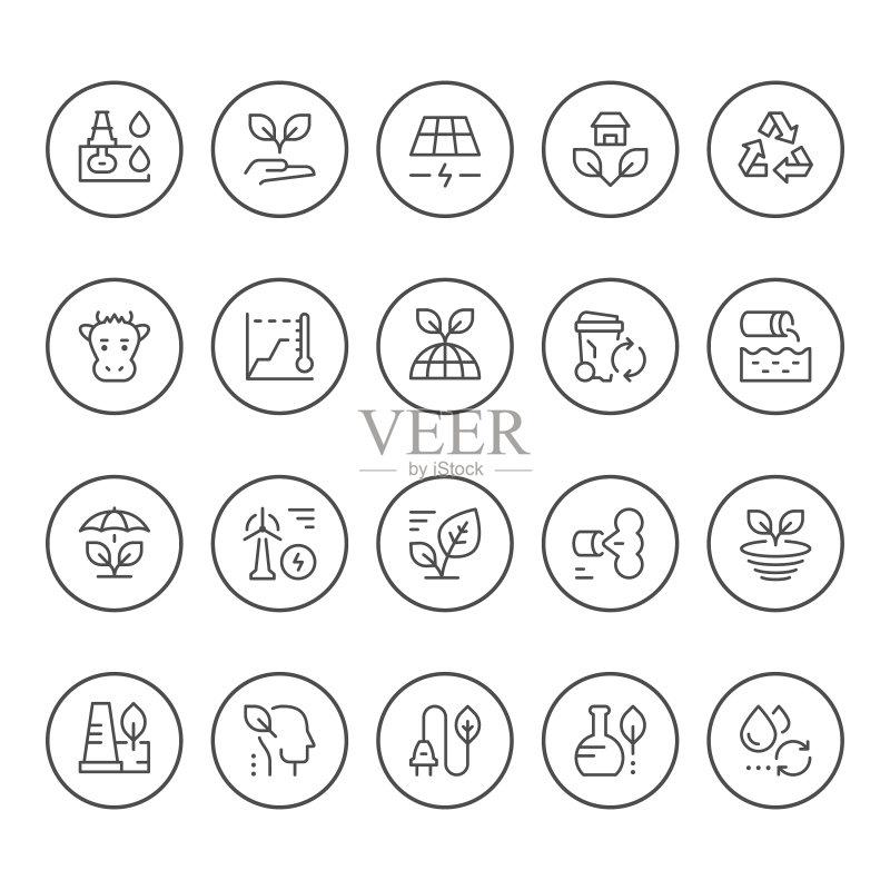 生态圆形线条图标图标素材