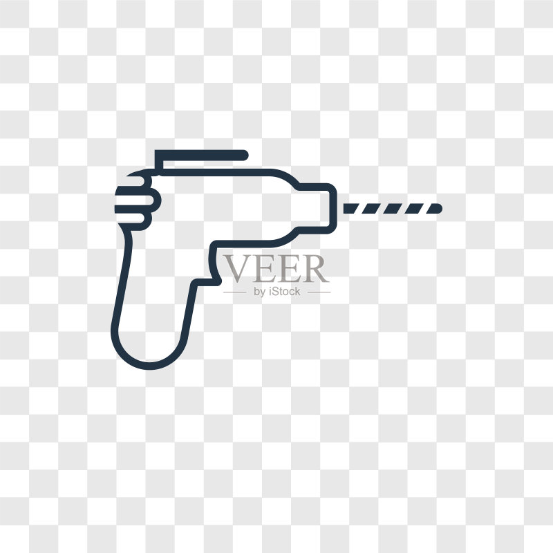 透明背景上的钻孔概念线性图标图标素材