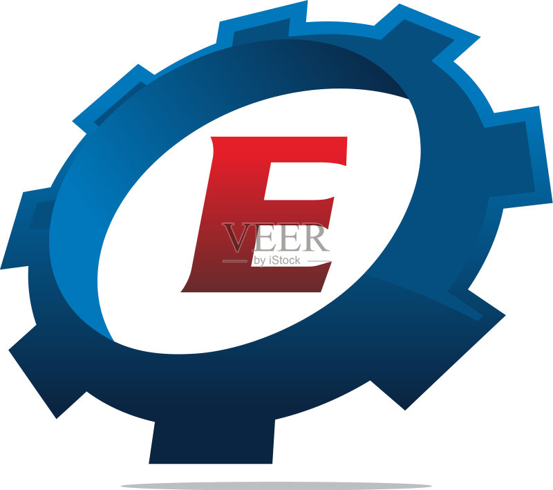 字母E齿轮Logo图标素材