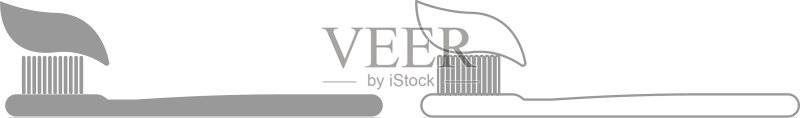 牙膏牙刷灰色图标集图标素材