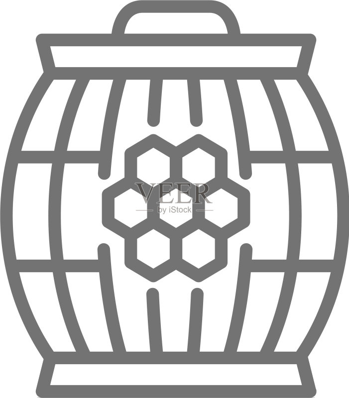 蜂蜜木桶线性图标图标素材