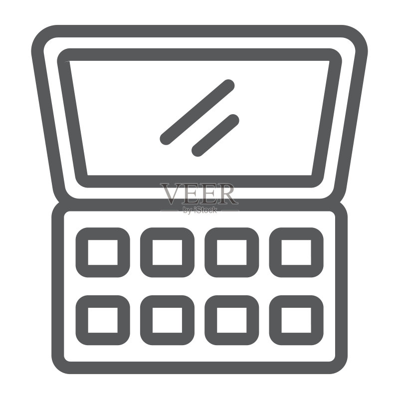 眼影盘线性图标,化妆品图标素材