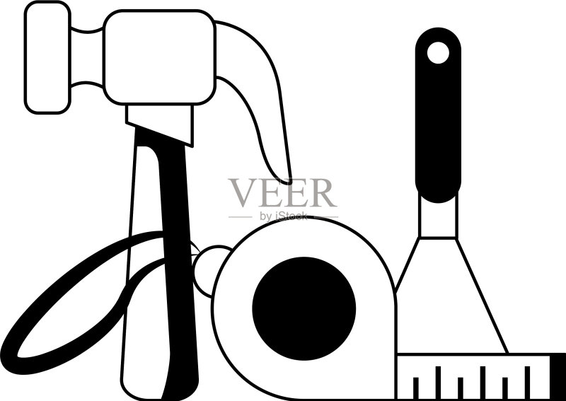 卡通风格的作坊工具图标合集图标素材