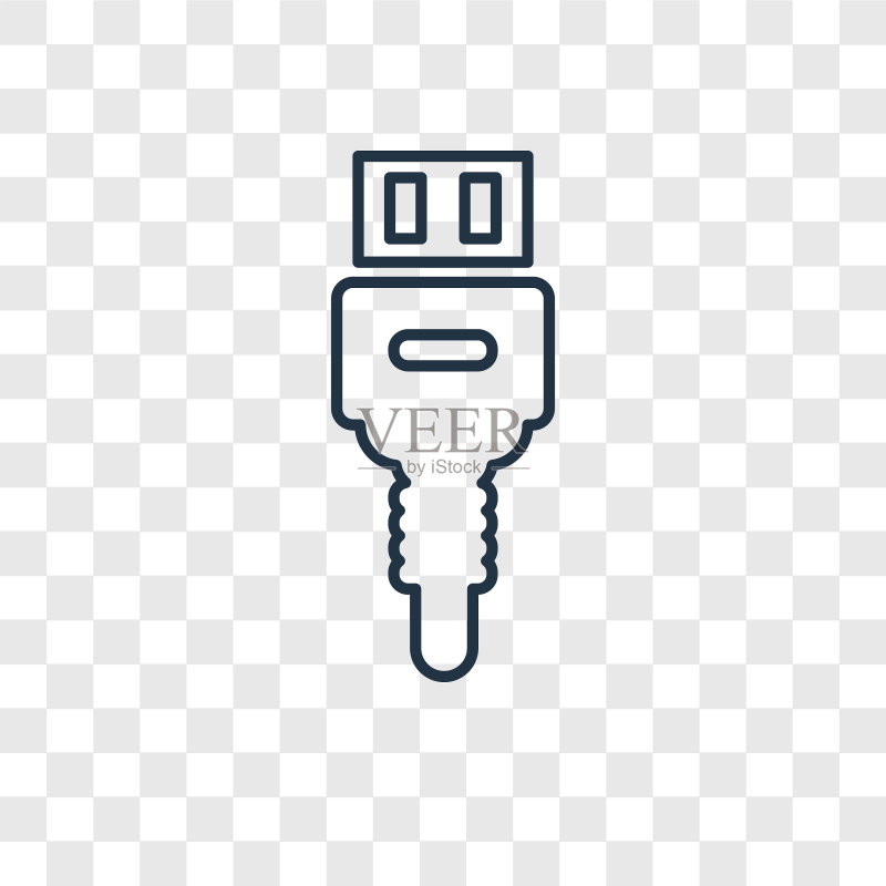 USB概念线性图标,透明背景图标素材