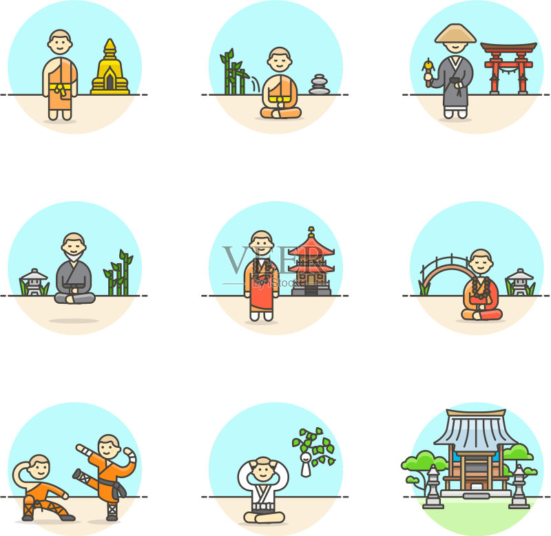多色宗教图标合集图标素材