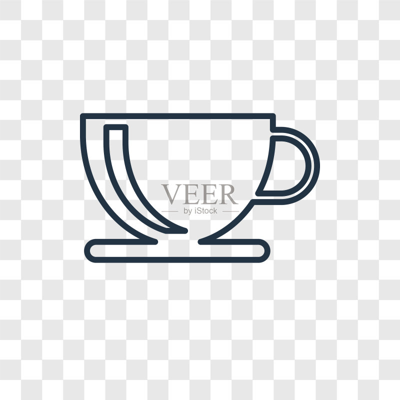 透明背景上的杯子概念线性图标图标素材