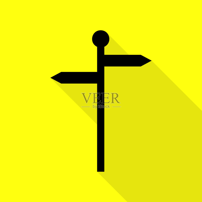 扁平风格的道路方向标志黑色图标图标素材
