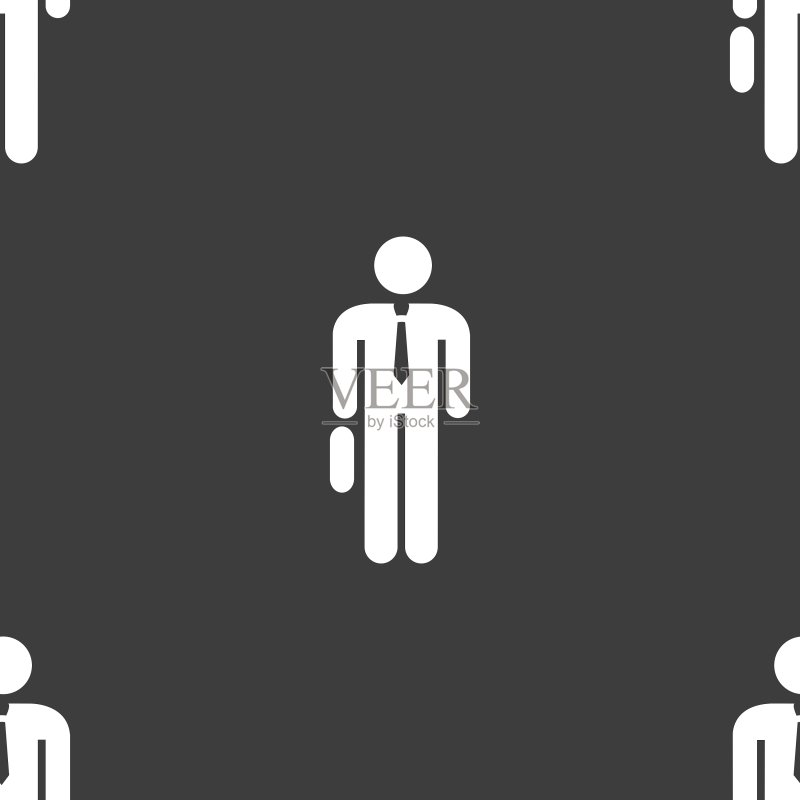 灰色背景上的商人图标无缝图案图标素材