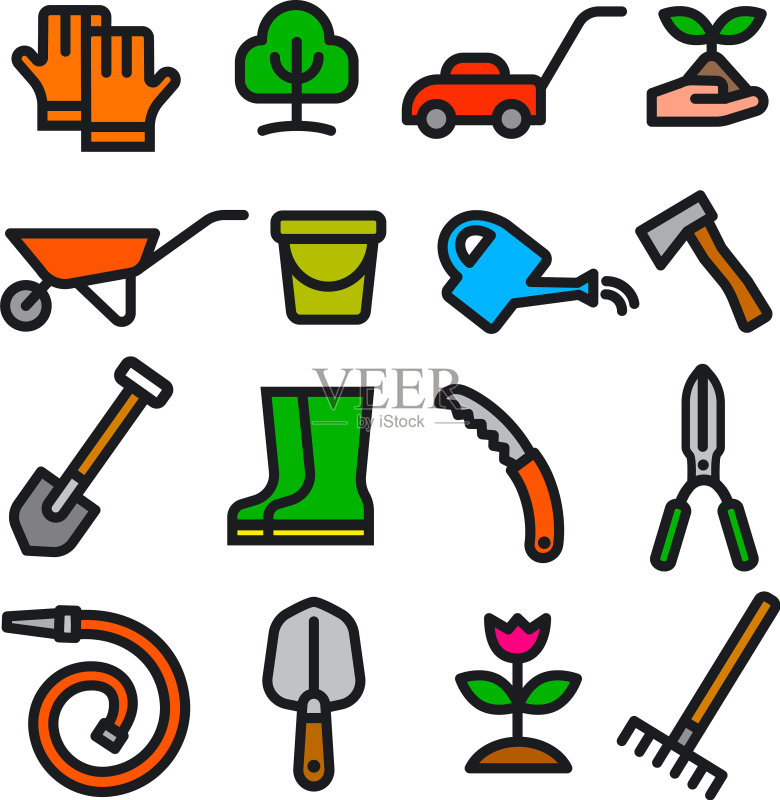 园艺工具图标集图标素材