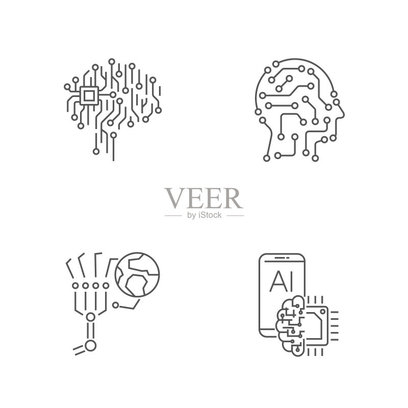 数字技术图标AI物联网简约合集图标素材