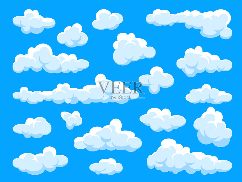蓝色夏日天空简约白云图标素材