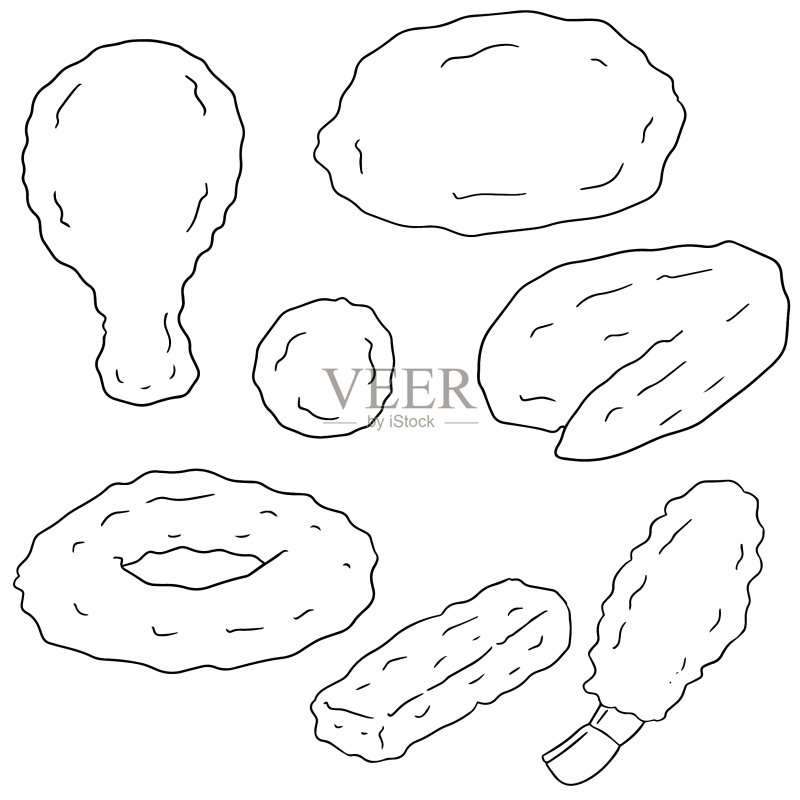 油炸食品集合图标素材