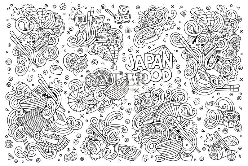 日本美食涂鸦合集图标素材