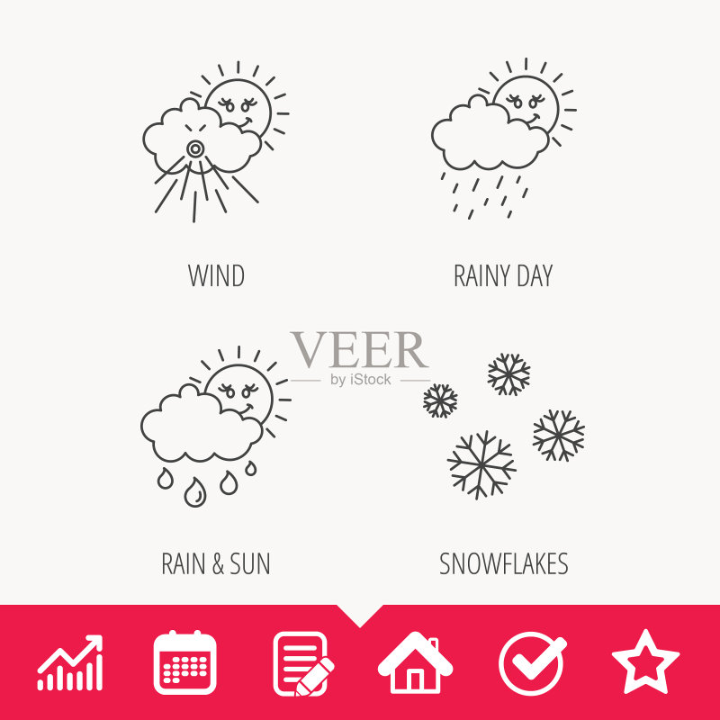 雪花、太阳和雨图标图标素材