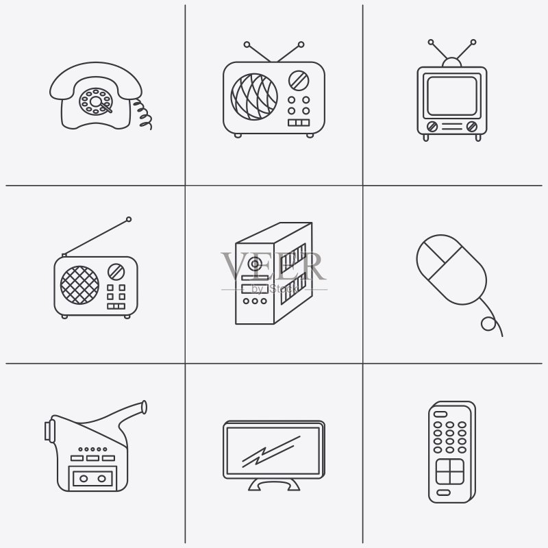 收音机电视遥控器和摄像机图标图标素材