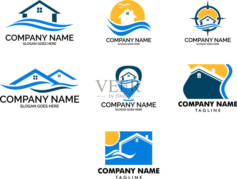 海滨别墅logo设计模板合集图标素材