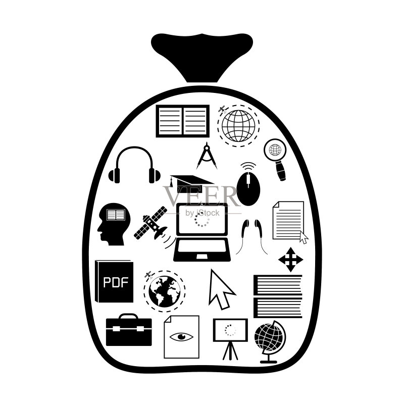 E-learning理念概念袋图标素材