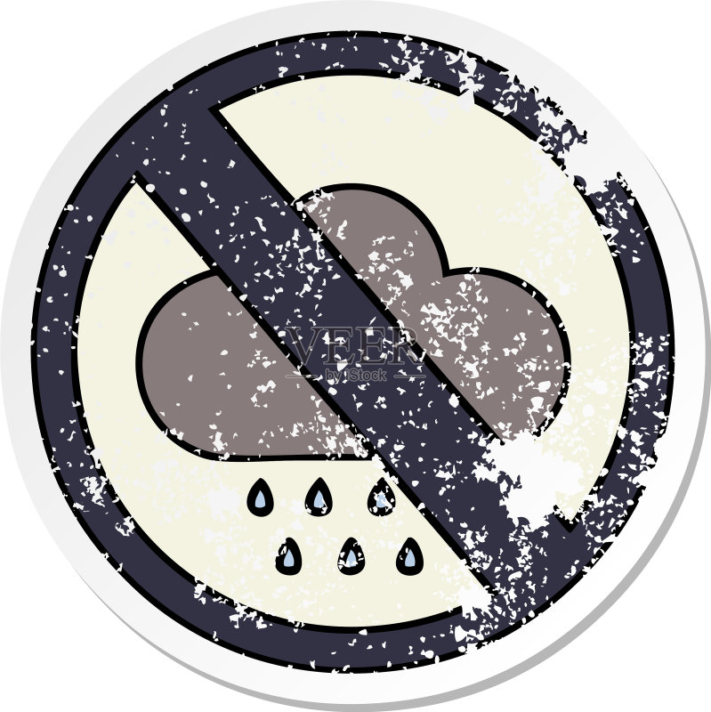 可爱的卡通暴风雨做旧贴纸图标素材