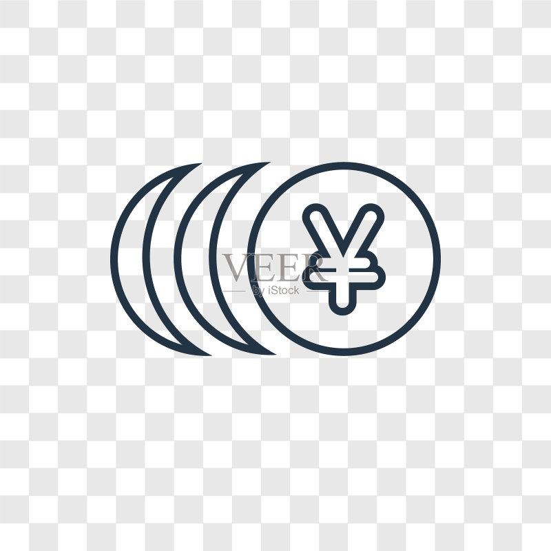 透明背景上的货币概念线性图标图标素材