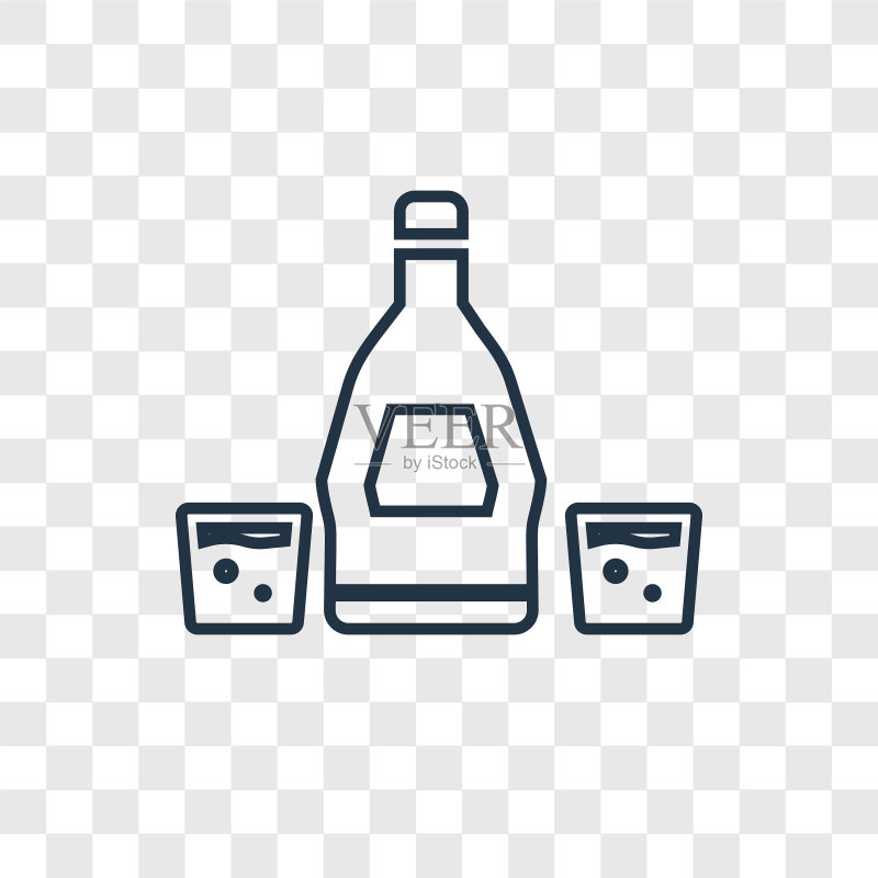 透明背景上的朗姆酒线性概念图标图标素材