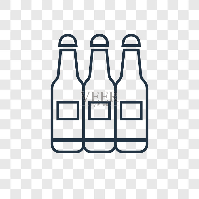 啤酒概念线性图标,透明背景图标素材