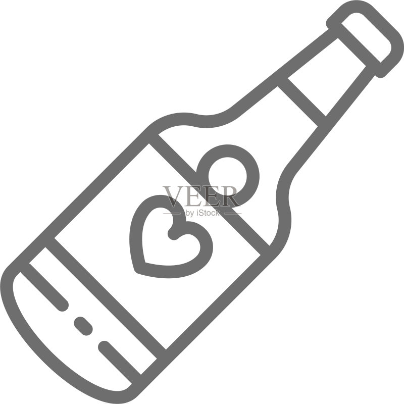 婚礼香槟酒瓶线条图标图标素材