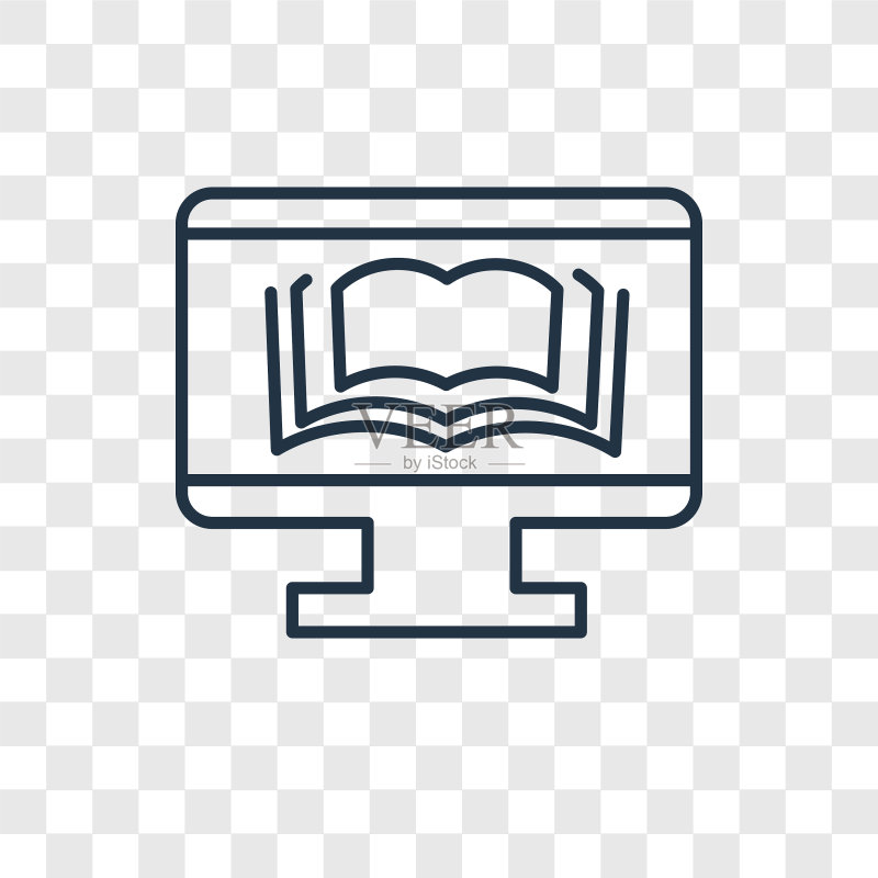 电子书概念线性图标,透明背景图标素材