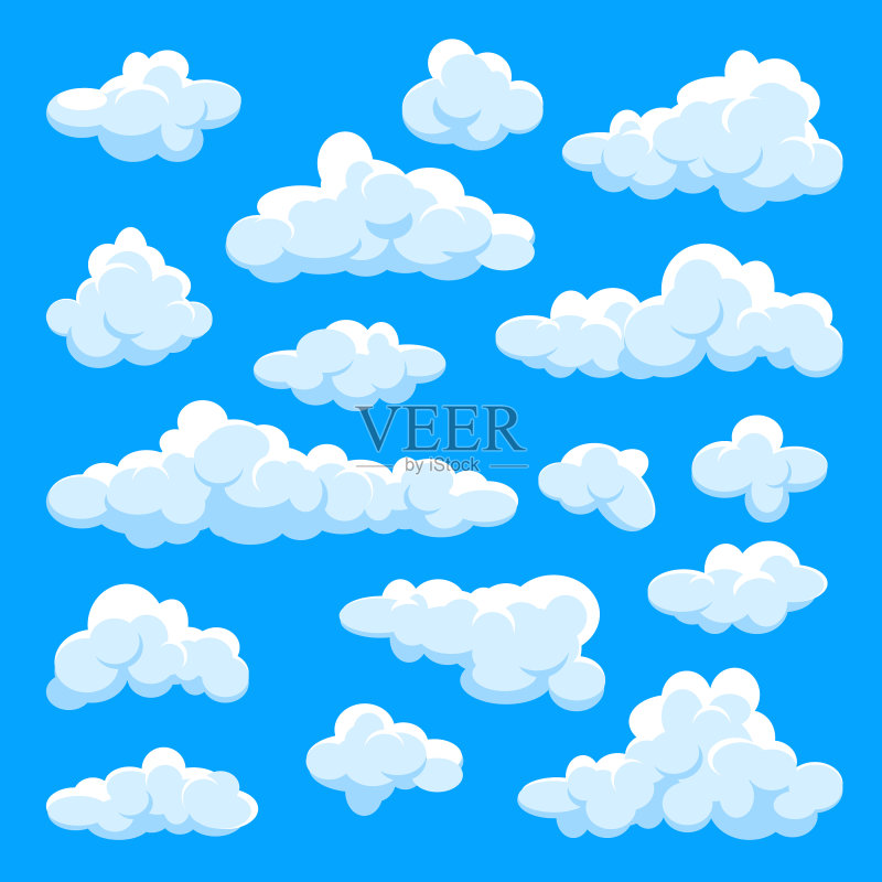 蓝色夏日天空简约白云图标素材