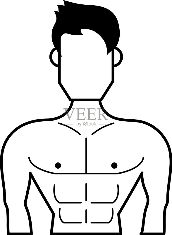 健壮男人躯干头像健身图标图标素材