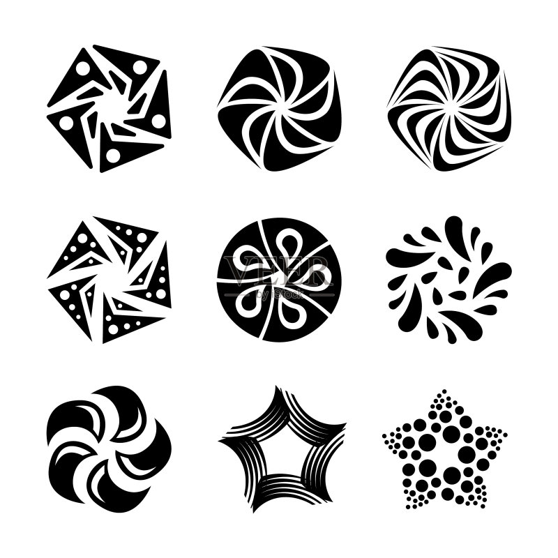 太阳星星花朵logo设计元素套装图标素材