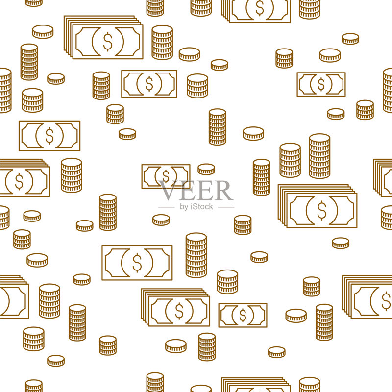 金融图标集无缝背景美元图标素材