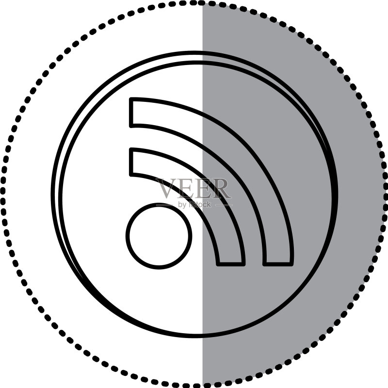 单色轮廓圆形WiFi贴纸图标素材