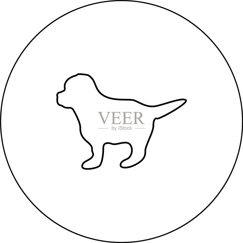 圆形黑色小狗图标图标素材