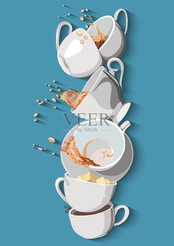 咖啡杯和茶具 EPS10图标素材