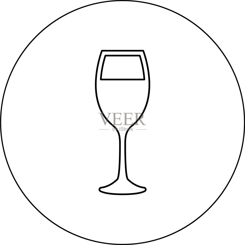 圆形黑色葡萄酒杯图标图标素材