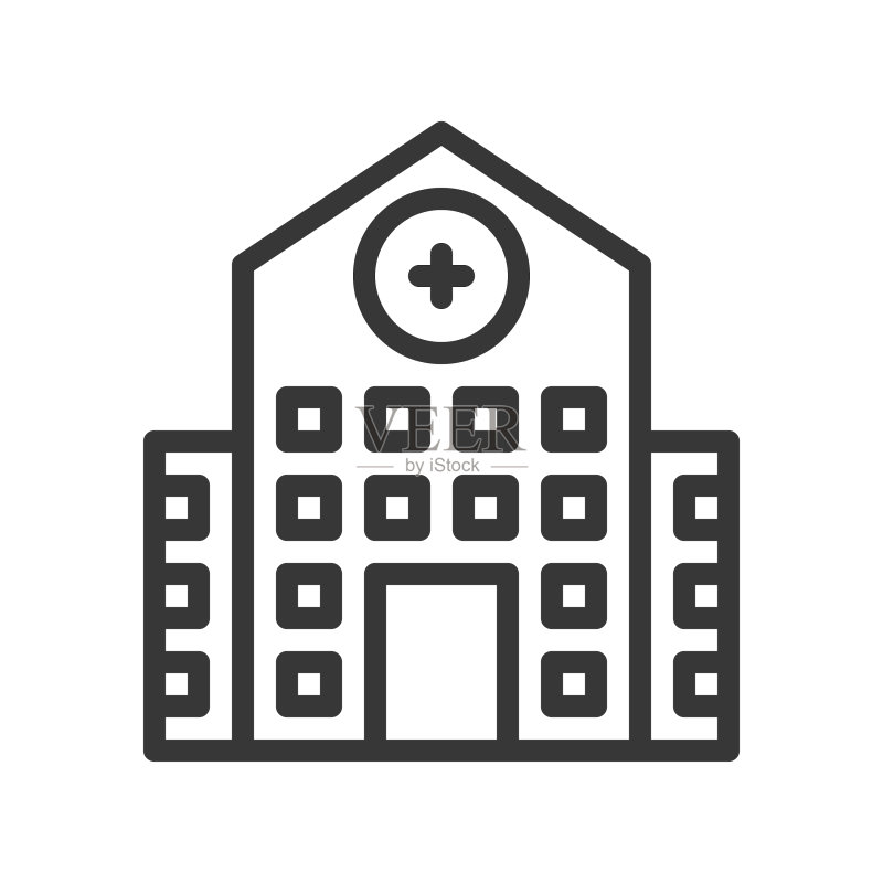医院建筑简约轮廓像素图标图标素材