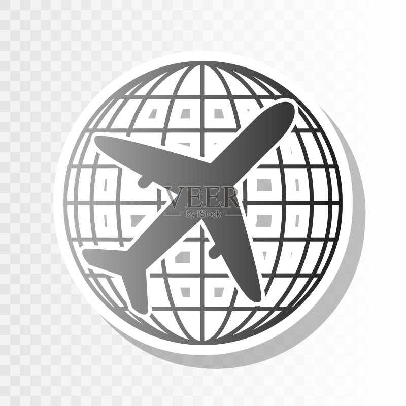 地球和飞机旅行新年标志图标素材