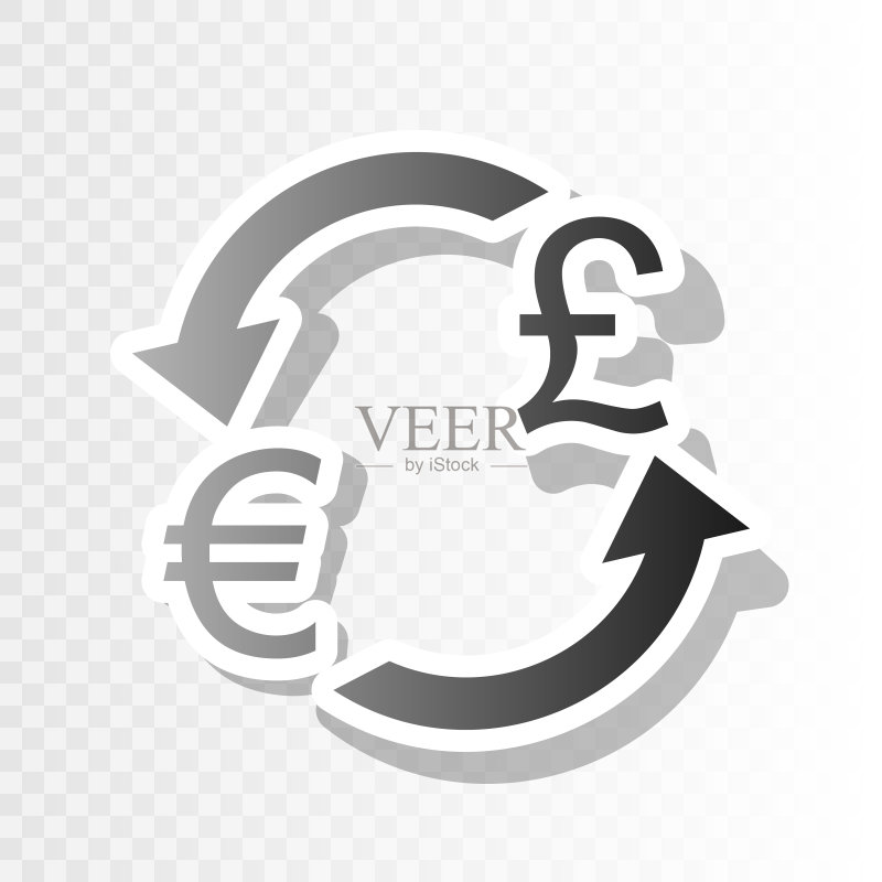 欧元和英镑货币兑换标志图标素材