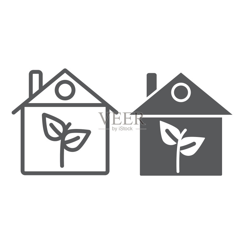 生态房屋线条和标志图标图标素材