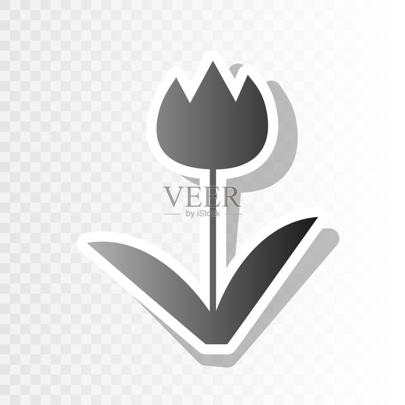 郁金香新年黑色图标图标素材