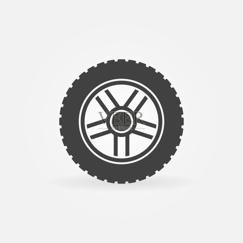 带有轮胎的汽车车轮图标或logo元素图标素材