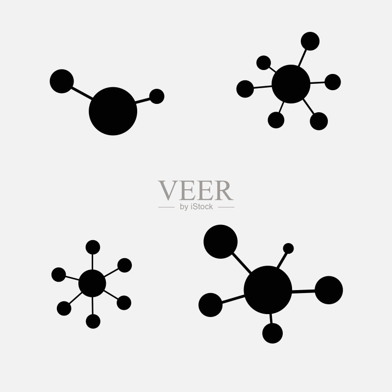 白色背景上的分子图标集图标素材