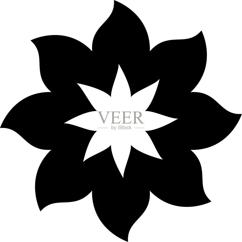 黑色八瓣花剪影图标素材