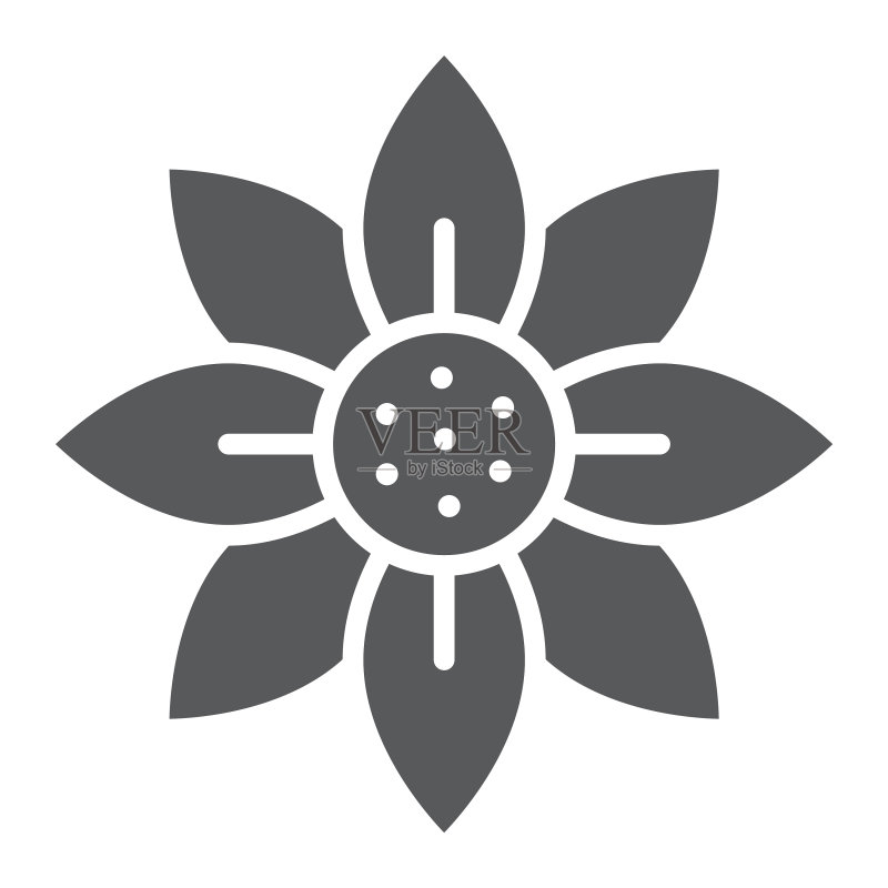 花朵标志符号:花卉植物标志图标素材